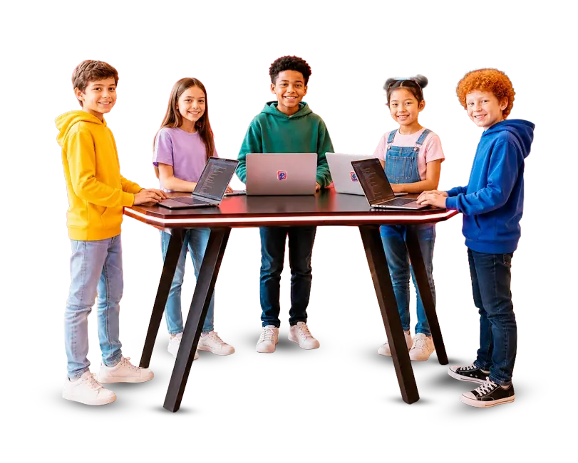 Crianças aprendendo tecnologia na SuperGeeks